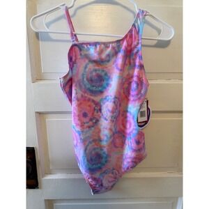 Andy and Evan Girls Pink Swirl One‎ Piece Swimsuit Swimwear Size L 12/14